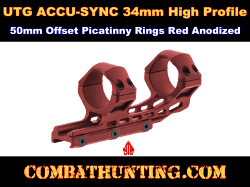 UTG ACCU-SYNC 34mm High Profile 50mm Offset Picatinny Rings Red Anodized