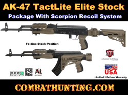 AK-47 TactLite Folding Stock Package With Scorpion Recoil System FDE