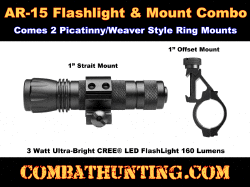 Tactical Flashlight With Picatinny Offset Rail Mount