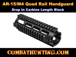 AR-15/M4 2-Piece, Carbine Length Quad Rail Handguard, Black