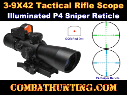 3-9X42 IR Tactical Rifle Scope P4 Sniper Illuminated Reticle BDC
