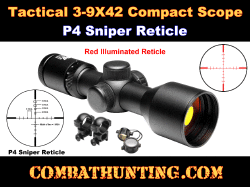 3-9x42 Compact Scope With P4 Sniper Reticle Red illuminated