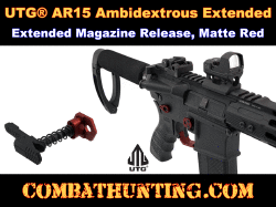 UTG AR15 Ambidextrous Extended Magazine Release, Matte Red