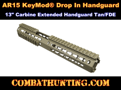 AR15 KeyMod Drop In Handguard 13" Carbine Extended Length Tan/FDE
