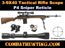 AR-15 3-9x40 Tactical Rifle Scope P4 Sniper Reticle