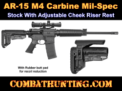 AR-15 Stock With Adjustable Cheek Rest Mil-Spec Black