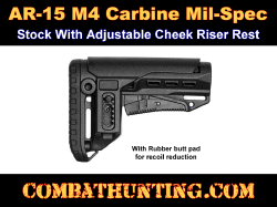 AR-15 Stock With Adjustable Cheek Rest Mil-Spec Black