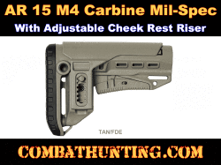 AR-15 Stock With Adjustable Cheek Rest Mil-Spec Tan/FDE