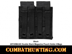 AR-15 M4 AK Double Stack Mag Pouch MOLLE Black Hold 4 Mags