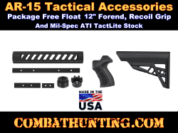 AR-15 Upgrade Kit Tactical Package Free Float Handguard 12 inch, Grip & Mil-Spec Stock