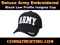 Deluxe Army Embroidered Low Profile Insignia Cap Black