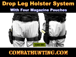 Drop Leg Holster With Magazine Holder/Pouch and Belt Green