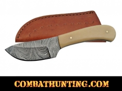 Damascus Steel Skinner Knife 6" With Bone Handle