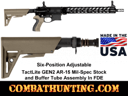 FDE TactLite GEN2 AR-15 Mil-Spec Stock Buffer Tube Assembly