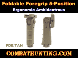 FDE/TAN 5 Position Folding Vertical Picatinny Foregrip
