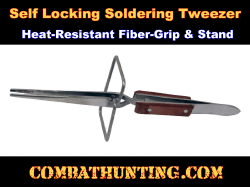 Fiber Grip Self-Locking Soldering Tweezer Straight Tip