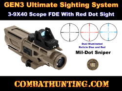 Gen3 USS 3-9x40 Scope W/Red Dot/Mil-dot Tan/FDE