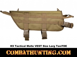 K9 Tactical Molle VEST Size Large Tan/FDE