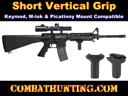 Short Vertical Grip Keymod, M-lok, & Picatinny Mount Black