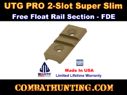 UTG PRO 2-Slot Super Slim Free Float Rail Section FDE Flat Dark Earth