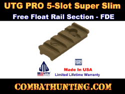 UTG PRO 5-Slot Super Slim Free Float Rail Section FDE Flat Dark Earth