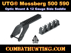 Mossberg 500/590 Optic Rail Mount With Side Saddle Shell Holder