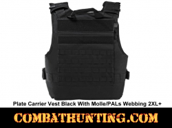 Plate Carrier Vest Black With Molle/PALs Webbing 2XL+