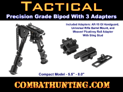 Precision Grade Bipod Compact 5.5 to 8 inches 3 Adaptors