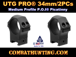 UTG PRO 34mm-2PCs Medium Profile P.O.I Picatinny Rings