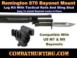 Remington 870 Shotgun Bayonet Lug Mount Kit With Tactical Rails & Sling Stud