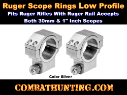 Ruger Scope Rings 30mm 1" Inserts Silver