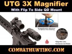 UTG 3X Magnifier with Flip-to-side QD Mount, W/E Adjustable