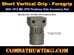 Short Vertical Grip-Foregrip Tan/FDE With Storage Picatinny