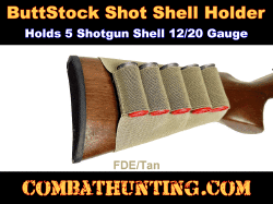 Shotgun Stock Shell Holder 12/20 Gauge FDE/Tan 