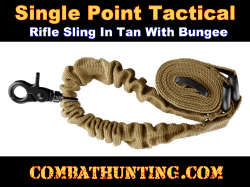 Single Point Tactical Rifle Sling FDE/Tan With Bungee