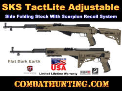 Flat Dark Earth SKS TactLite Adjustable Side Folding Stock With Scorpion Recoil System