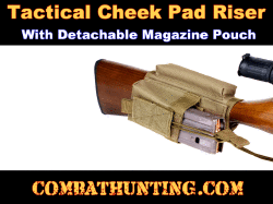 Rifle Tactical Cheek Pad Riser Rest With SKS Mag Pouch Tan