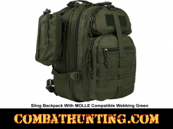 Sling Backpack With MOLLE Compatible Webbing Green
