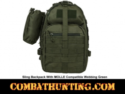 Sling Backpack With MOLLE Compatible Webbing Green