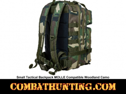 Small Tactical Camo Backpack MOLLE Compatible Woodland