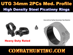 UTG Steel 34mm Scope Rings Picatinny Med. Profile 2PCs