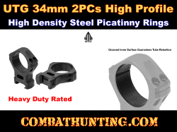 UTG Steel 34mm Scope Rings Picatinny High Profile 2PCs