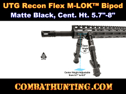 UTG Recon Flex M-LOK Bipod, Matte Black, Cent. Ht. 5.7"-8"