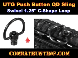 UTG Push Button QD Sling Swivel, 1.25" C-Shape Loop