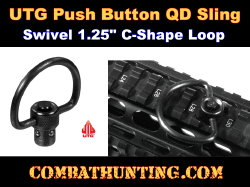 UTG Push Button QD Sling Swivel, 1.25" C-Shape Loop