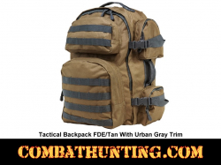 Tactical Backpack Tan With Urban Gray Trim Molle