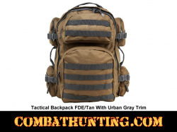Tactical Backpack Tan With Urban Gray Trim Molle