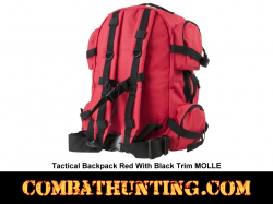 Tactical Backpack Red With Black Trim MOLLE