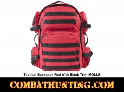 Tactical Backpack Red With Black Trim MOLLE