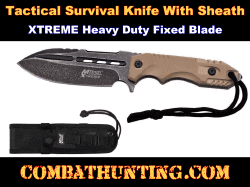 Tactical Survival Knife With Sheath MOLLE Compatible FDE/Tan